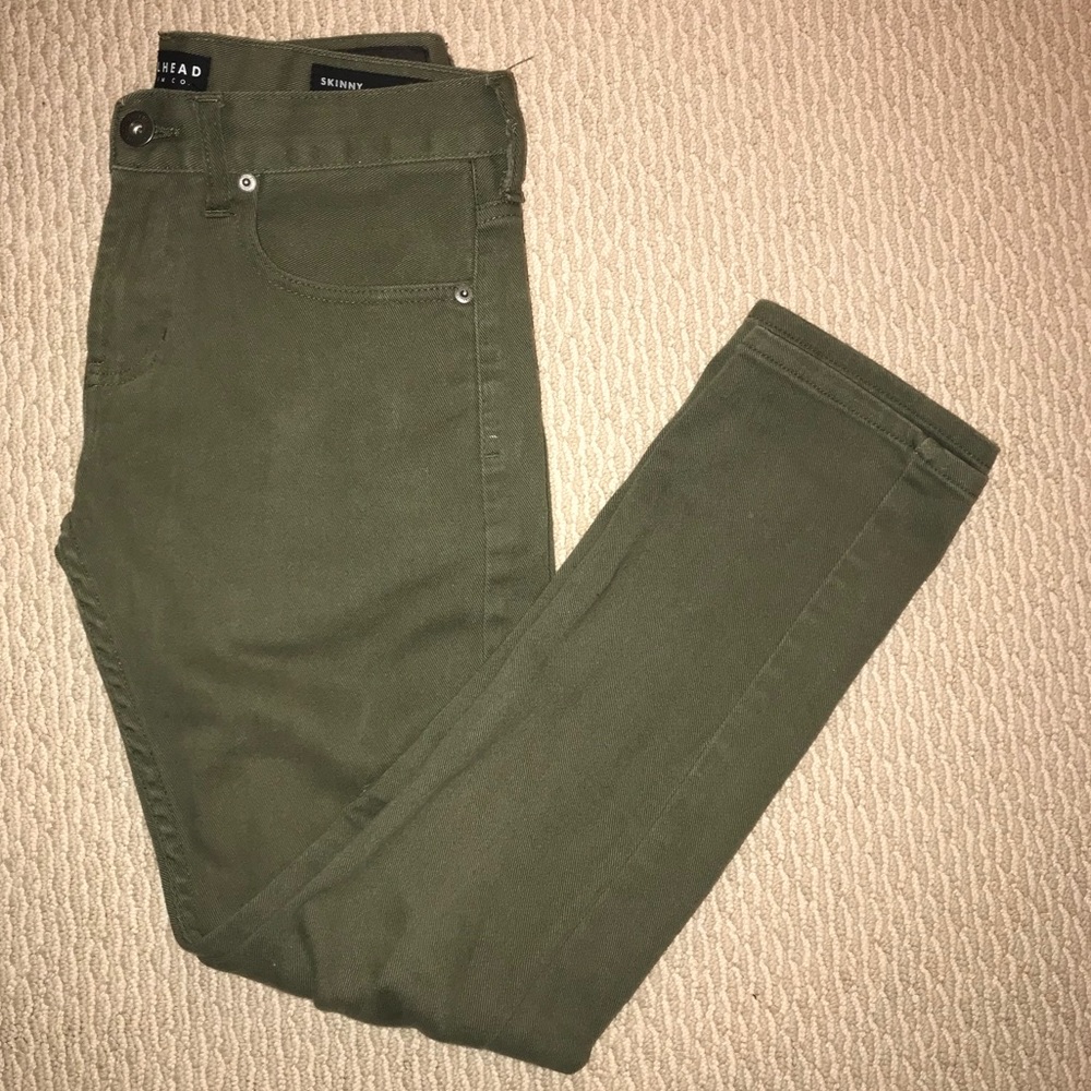 Olive Green Bullhead Men’s Skinny Jeans